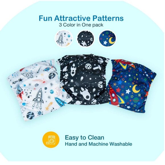 Dog Belly Band - 3 Pack of Small Reusable Washable Male Dog Diapers Space Design - Picture 5 of 16